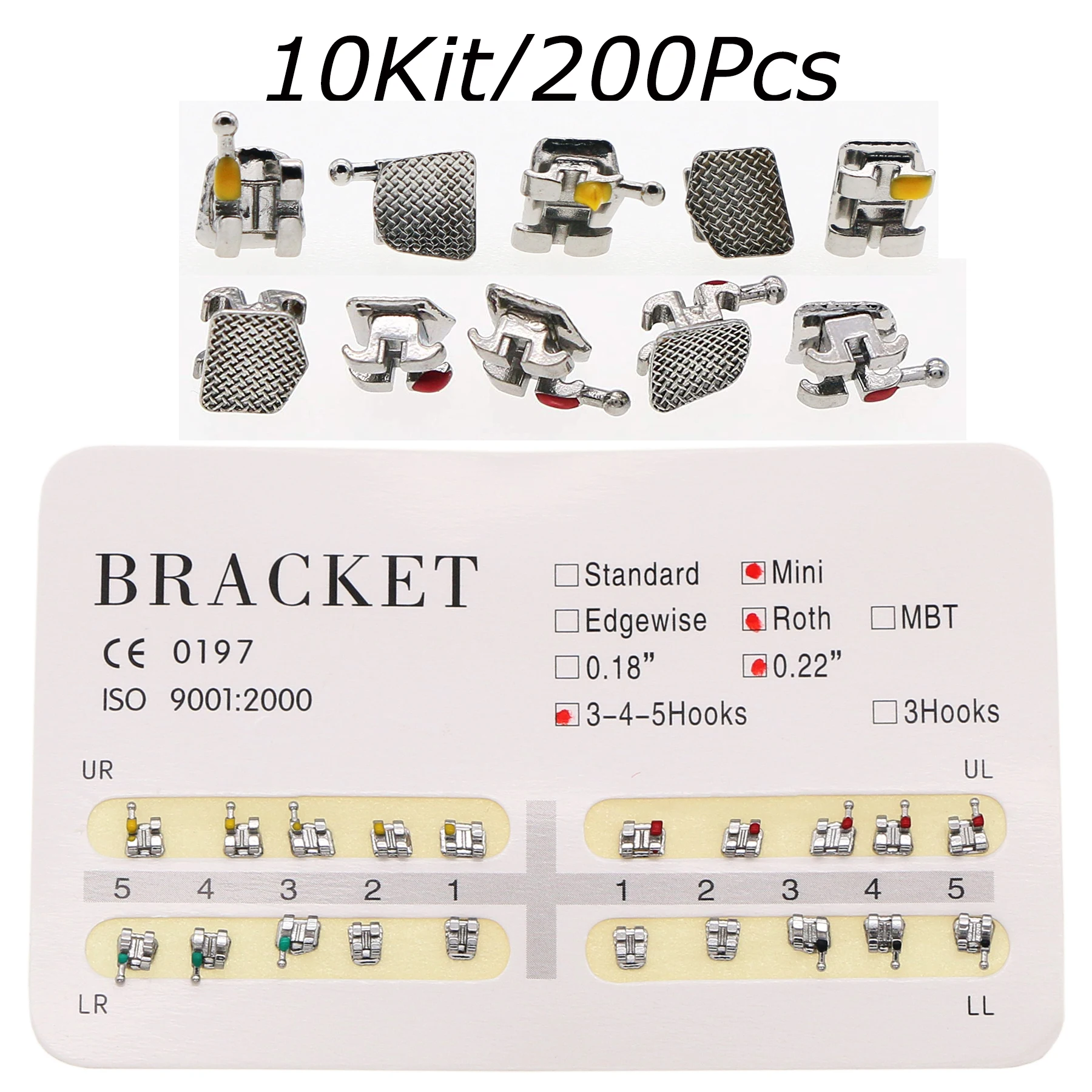 10 Sets/200pcs High Quality Dental Orthodontic Metal Brackets Braces Mini ROTH 022