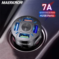 maerknon 4 ports usb car charger quick charge qc 3 0 fast charging for iphone 13 12 xiaomi huawei samsung phone charger adapter