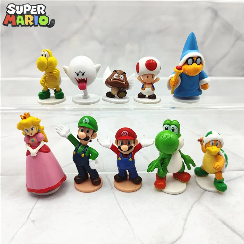 Mario Bros Luigi Princess Toad Mini Q Version Cake Decoration 4cm Model Doll Children Gifts