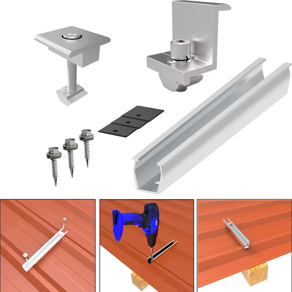 

2/4 Set Solar Panel Mounting Bracket Clamps Ground Lugs Fasteners Photovoltaic Support Small Rail Medium Press Side Press Set