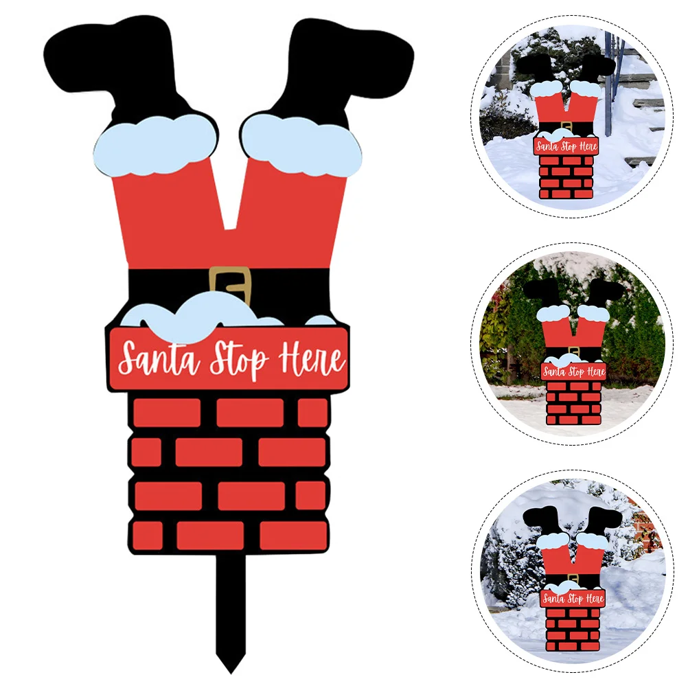 

Christmas Sign Garden Stake Decorations Santa Lawn Outdoor Stakesdecor Stop Here Welcome Claus Holiday Decoration Acrylic