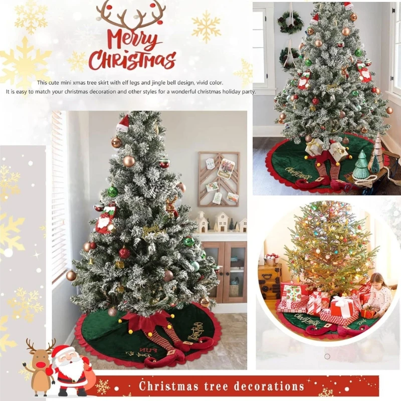 Юбка Рождественская елка 24/36/48 дюймов чехол для ног XmasTree с мультяшным эльфом