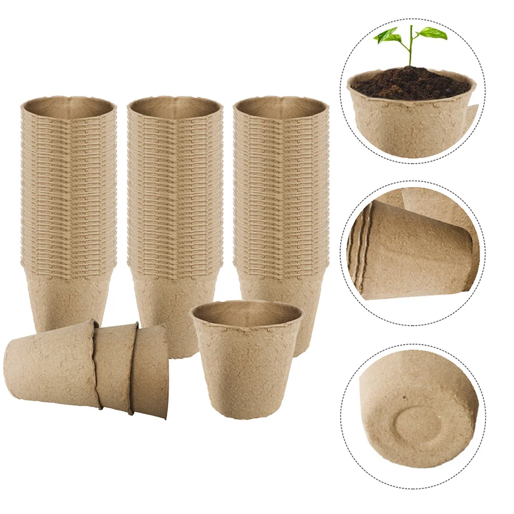 

Pots Pot Peat Tray Starter Pulpbiodegradable Round Flower Paper Organic Starting Gardening Nursery Thickened Germinationgarden