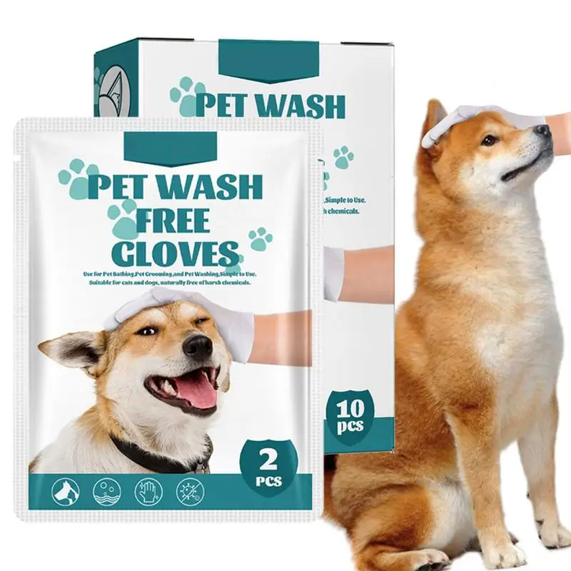 

Dog Clean Glove Comfortable Dog No Rinse Gloves 10pcs Dog Dust Hair Wipe Gloves Gently Clean Prevent Bad Smell & Dirt For Dogs