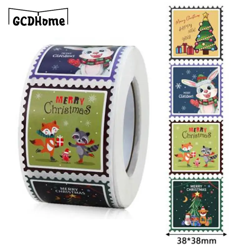 500pcs/roll Merry Christmas Stickers Christmas Theme Seal Labels Stickers For DIY Gift Baking Package Envelope Stationery Decor
