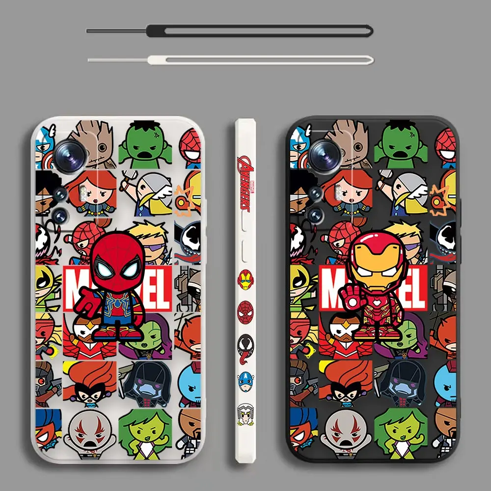 

Marvel Cartoon Heros Spider-Man Iron Man Case For Xiaomi Mi 13 12 12S 11 11T 10 10S 9 9SE 8 8SE 6 6X Pro Ultra Liquid Cover Capa