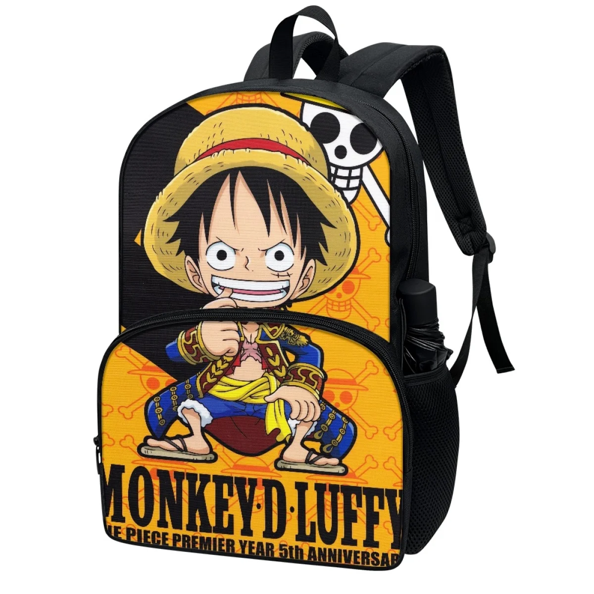 FORUDESIGNS Anime ワンピース Luffy 17 Inch Backpack for Kids High Quality Front Pocket Zipper Fashion School Bags Children Bookbags