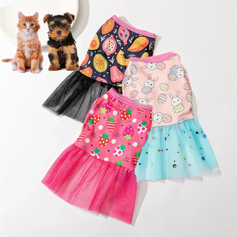 

New Spring Summer Dog Skirt Sweet Cute Small Fresh Thin Princess Dress Floral Dog Pet Dress Wedding Dresses Pet Dog Clothes