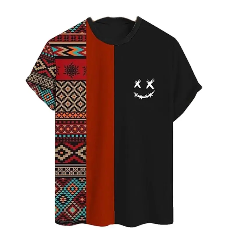 

Vintage striped plaid casual short sleeves for men and women Simple style Unisex large Sweatshirt Fashion loose top T-shirt