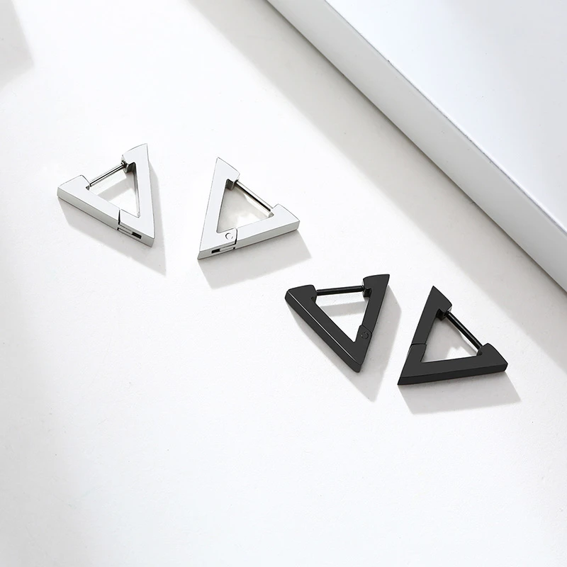 

OOCYSPOO Driehoek Pentagon Hoop Oorbellen Voor Mannen Vrouwen Unisex Rvs Oor Accessoire Chic Minimalistische Sieraden