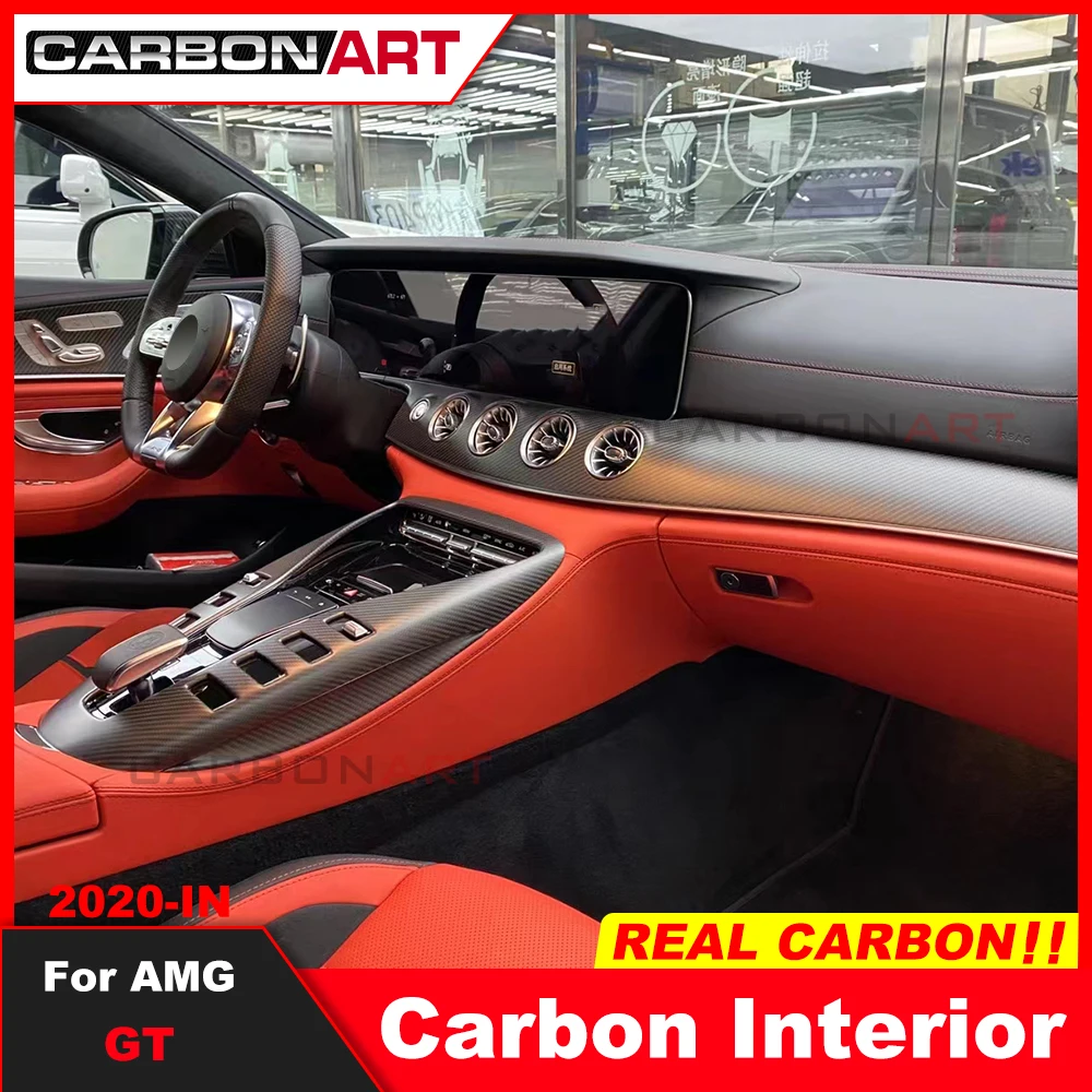 

100% real Carbon Fiber Interior Trim for benz AMG GT Accessories for AMG GT 2020-IN benz Sticker Car Gear Shift Panel Cover