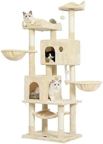 

POPTOP Cat Tree 67 Inches Tall, Tower for Indoor Cats, Activity Center with Condo, Perch, Hammock, Basket, and Scratching Post