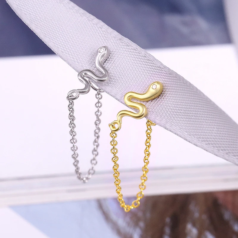 

Женские серьги-гвоздики в богемном стиле, цепочка с молнией/змеей, украшение для пирсинга, бижутерия, 1 шт.
