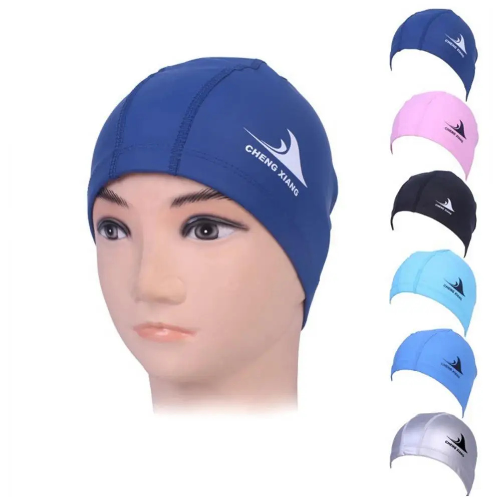 

New Adult PU swimming cap waterproof high elastic Outdoor Sport cap Men and women ear protection hot spring swimming 2023