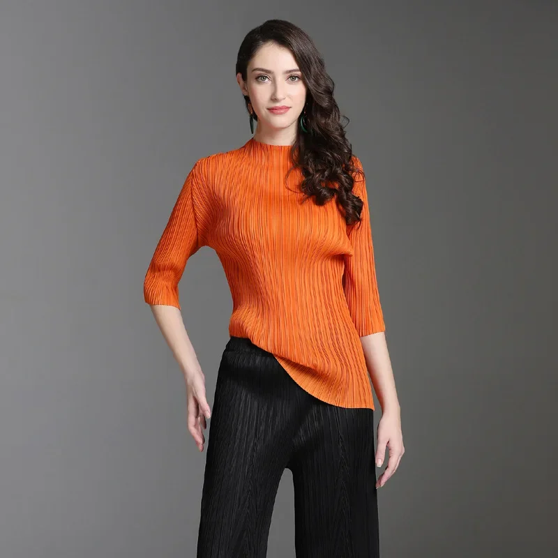 ГОРЯЧАЯ ПРОДАЖА модная складная футболка с половиной рукавов и высоким