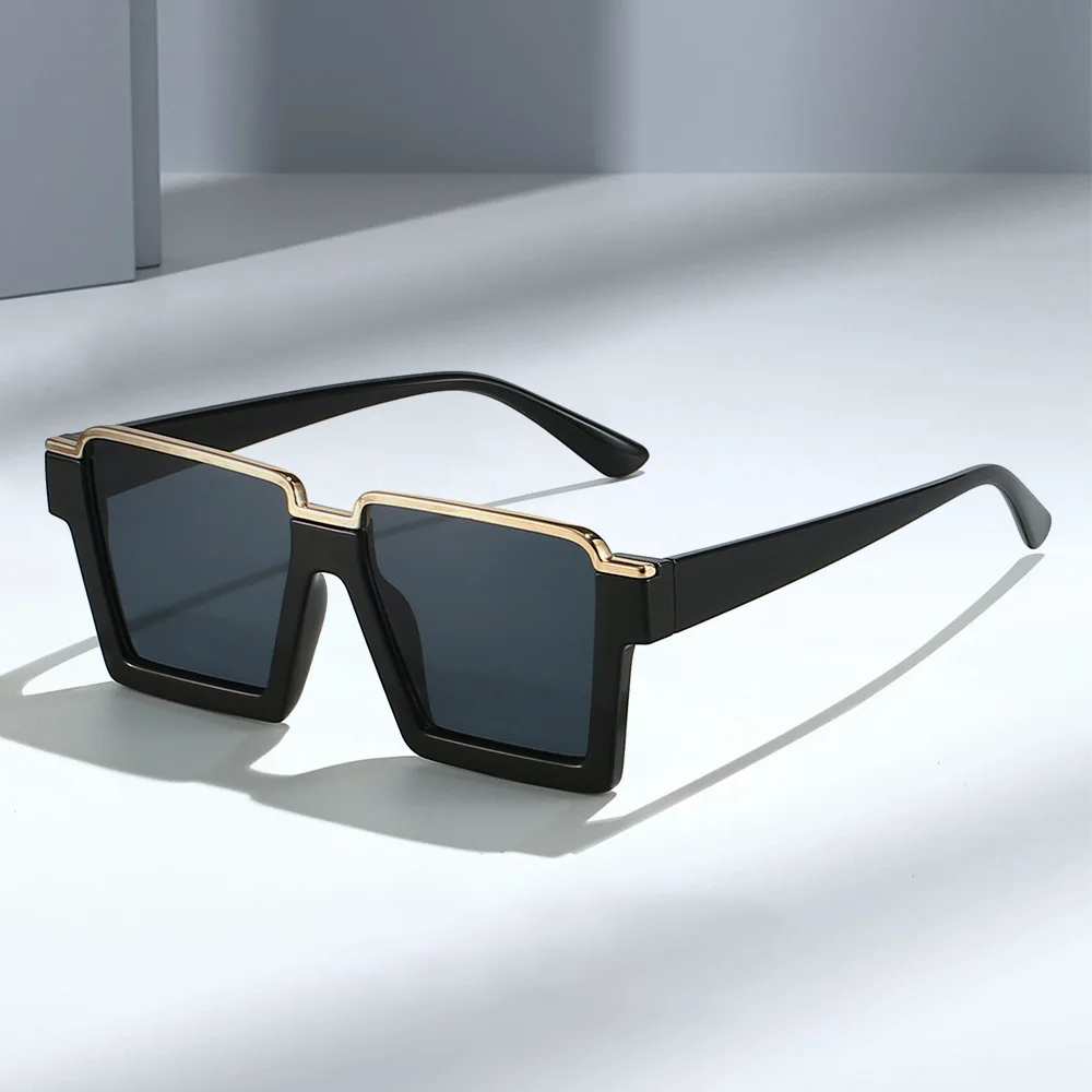 Черные винтажные женские прямоугольные солнцезащитные очки новые тенденции