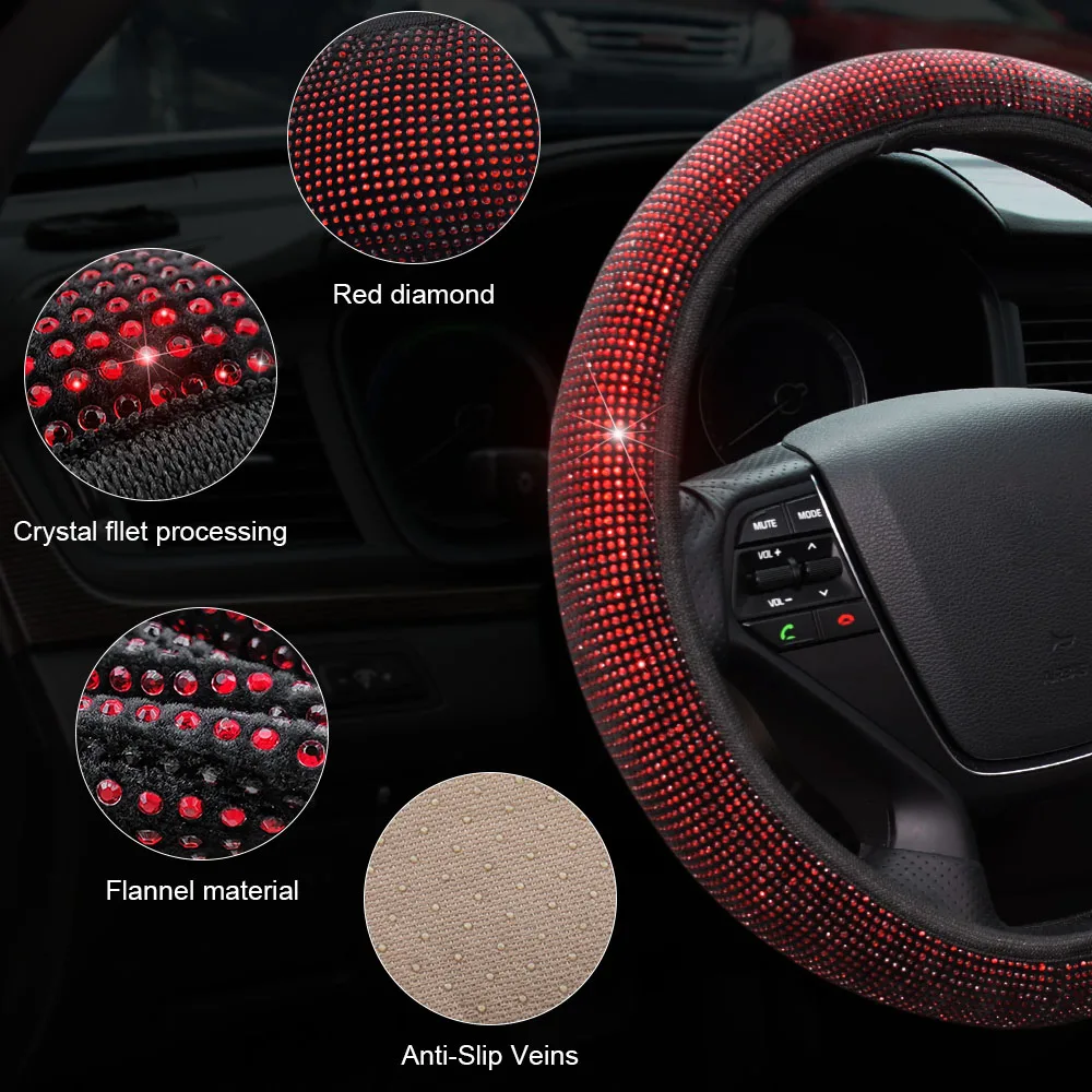 37-39cm Universal Car Steering Wheel Cover For Woman Girls Auto Interior Bling Pink Decoration Accessories For Women Girl 37-39cm Universal Car Steering Wheel Cover For Woman Girls Auto Interior Bling Pink Decoration Accessories For Women Girl