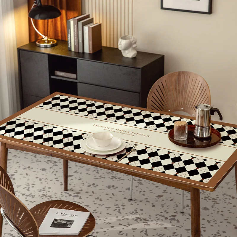 

Light Luxury High grade Leather Table Mat Waterproof Oil Proof and Wash Free Tablecloth Rectangular Thick