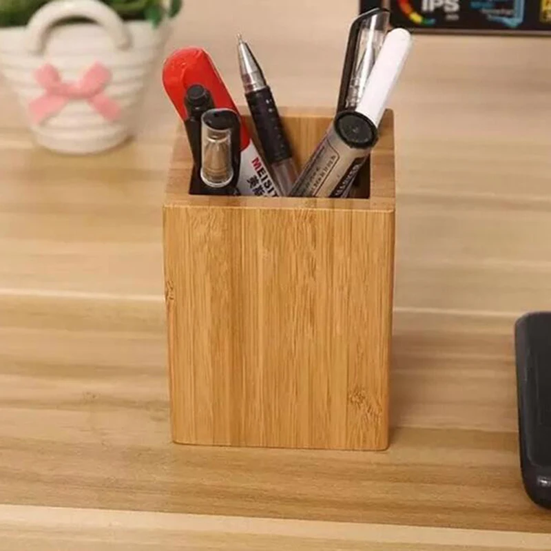 

Desk Organizer Wooden Pen Pencil Case Holder Stand Desktop Sundries Storage Box Office Accessories