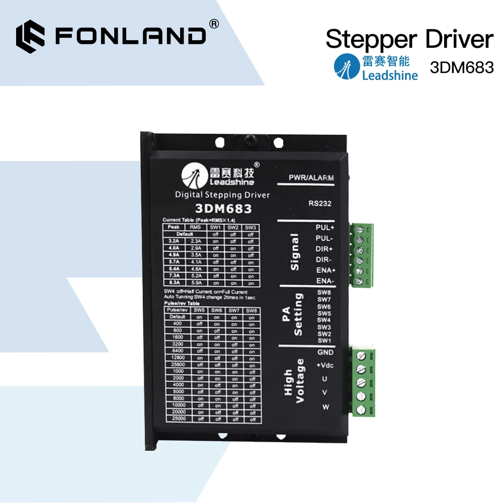 

FONLAND Leadshine 3 Phase 3DM683 Stepper Motor Driver 20-60VDC 0.5-8.3A