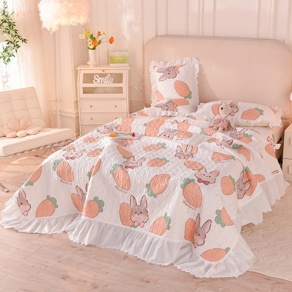 

1PC Flower Printed Quilted Bedspread Reactive Printed Thick Bed Sheet Queen Size Plaids Sofa(pillowcase need order)