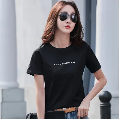 

Женская футболка с коротким рукавом, летний топ с коротким рукавом и круглым вырезом, 2021