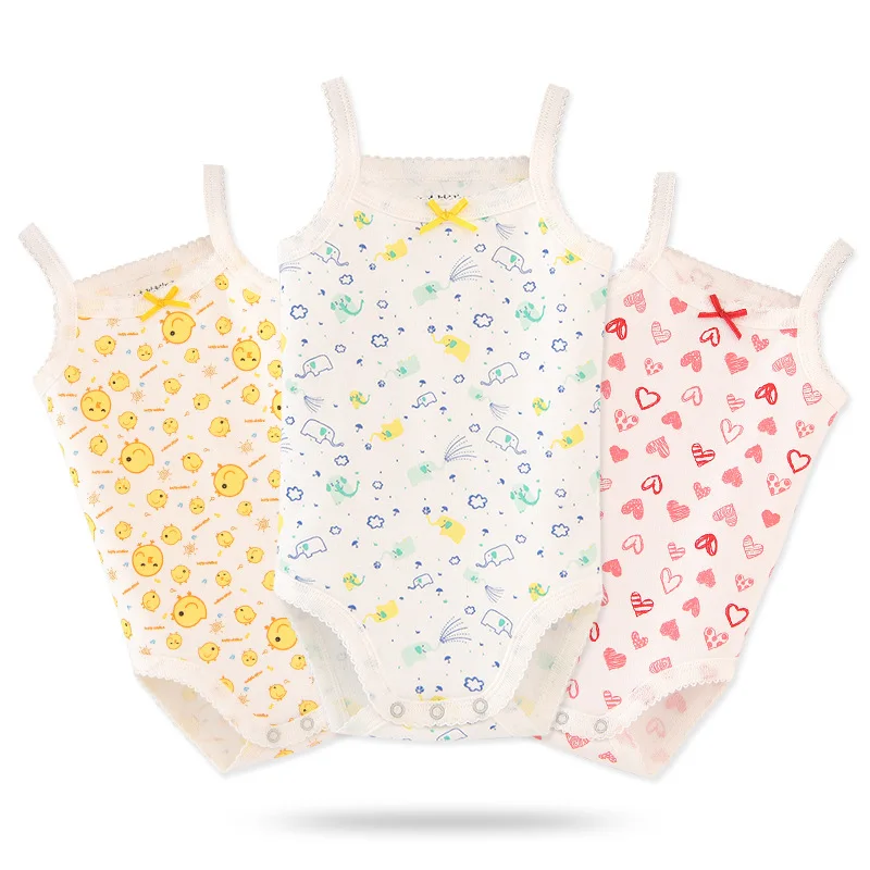 

Newborn Girls Sleeveless Bodysuits Baby New Summer Colorful Rompers Cotton Infants Playsuit White One-Pieces 2022