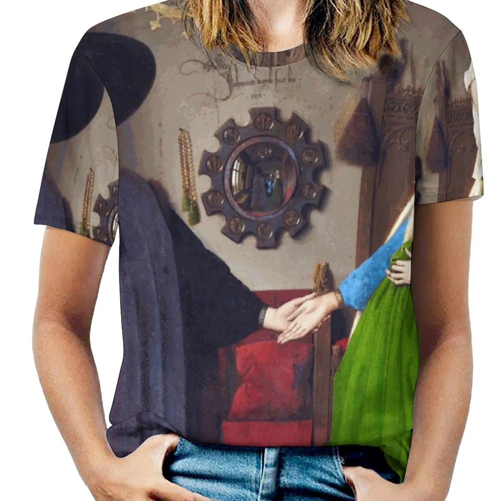 

Футболка женская с круглым вырезом, принтом и принтом на весну и лето