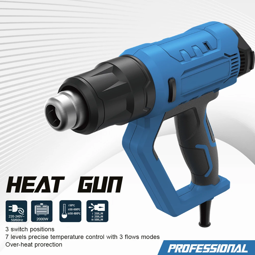 

1800W/2000W Hot Air Machine Heavy Duty Hot Air Equipment Kit 4 Nozzles with 3-Temp Settings 50-600℃ for Stripping Paint