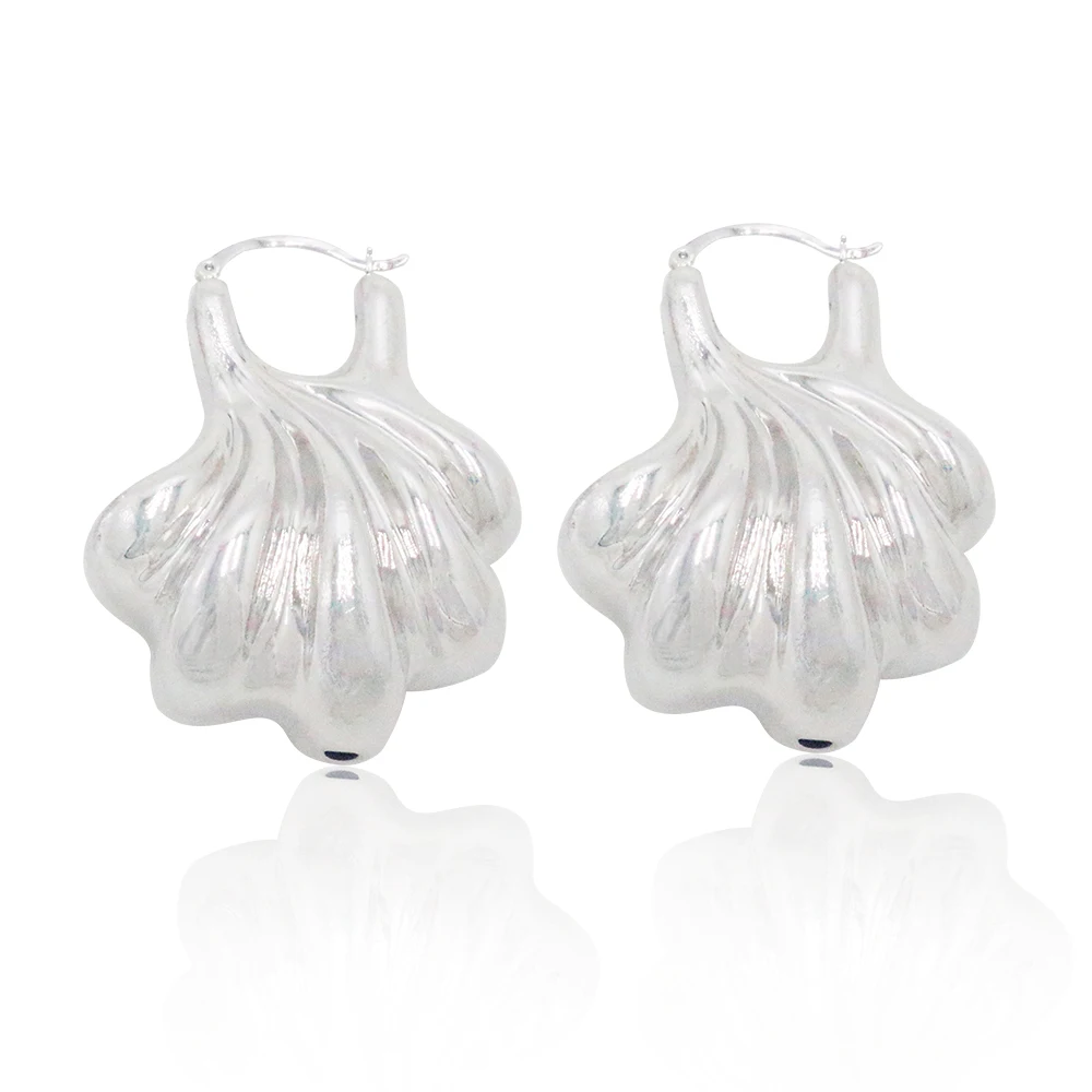 

Sunnesa Big Hollow Sliver Plated Shell Shape Summer Gift For Women Seaside African earrings