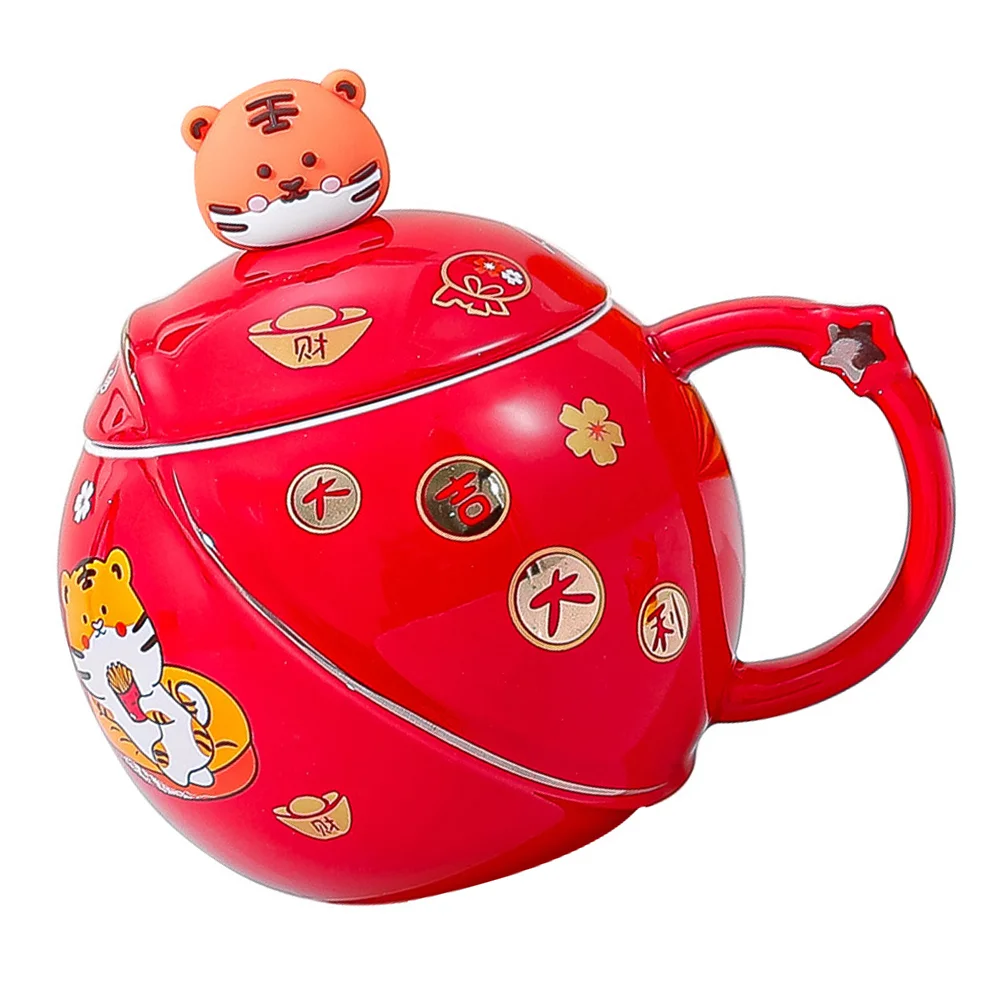 

Chinese New Year Theme Mug Ceramic Cup Year of The Coffee Cup with Spoon
