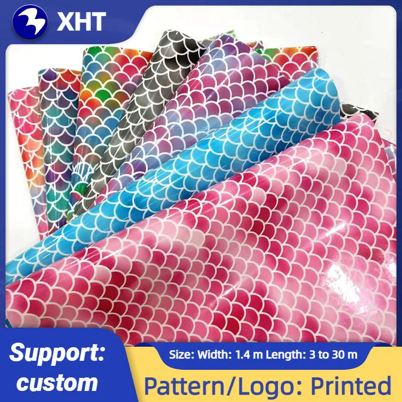 

1.37x3m Fish Scale Smooth Colorful PU Printed Faux Artificial Leather Fabric Big Sheet for Shoe/Bag/DIY Accessories/Hair Bow