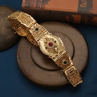 elegant moroccan ladies belt long chain drop shaped faux gems bridal jewelry arabian wedding gift robe dress waist chain