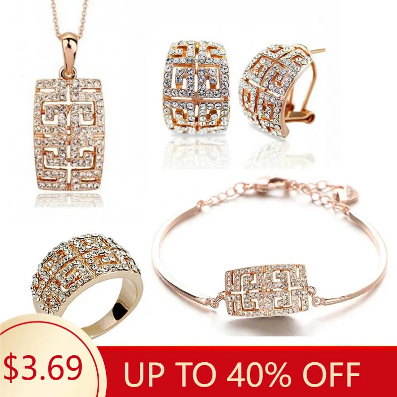 

2023 New Design Hot Sale Gold-color Austria Crystal Jewelry Set for Women