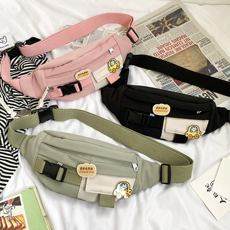 

Waist Bags for Women New Canvas Leisure Solid Color Fanny Pack for Girls Cute Crossbody Chest Bag Belt Waist Packs