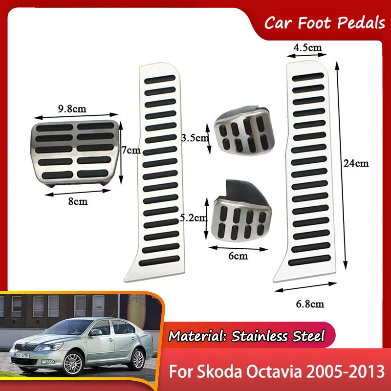 

Автомобильные ножные педали из нержавеющей стали для Skoda Octavia Laura Tour Mk2 1Z 2005 ~ 2013, Тормоз газа, педаль без сверления, накладки