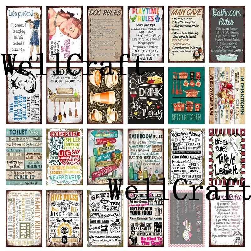 

[WellCraft] интересный металлический постер с текстовым логотипом, жестяной знак, винтажный Настенный декор, настенное украшение для дома