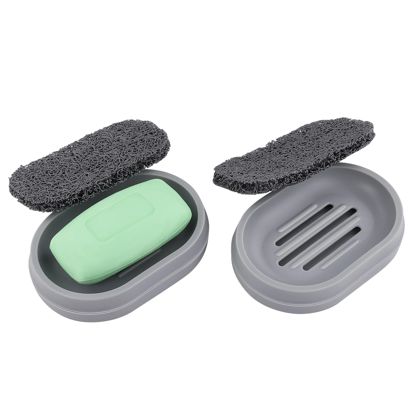 

TOPBATHY 2pcs Soap Holder with 2pcs Soap Saver Pads Portable Lightweight Soap Boxes Soap Dish Set Efficient Draining Soap Bar