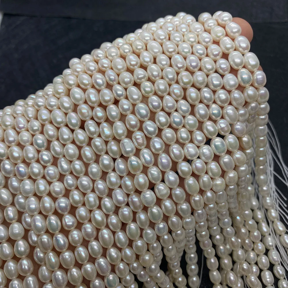 

Natural Freshwater Pearl Bead High Quality Rice Shaped Perforated Loose Bead For Making Jewelry DIY Bracelet Necklace Accessorie