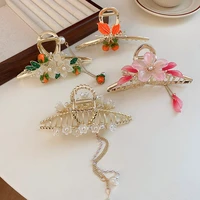 2022latest handmade natural pearl vintage lily of the valley tassel hairpin shark clip side bangs clip side clip headdress