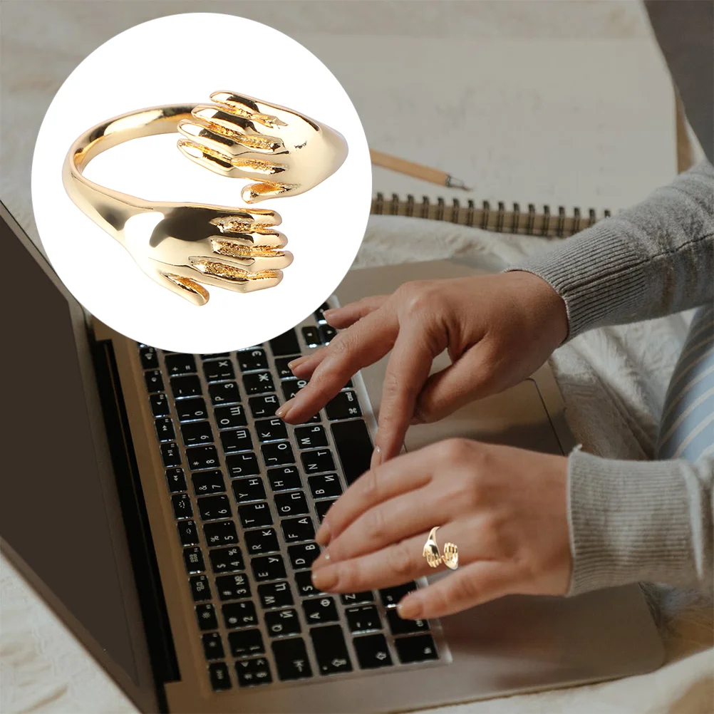 

Ring Rings Hug Open Jewelry Wedding Tail Finger Promise Toe Set Lovers Hands Sterling Silver Lover Joint Couple Rope Embrace