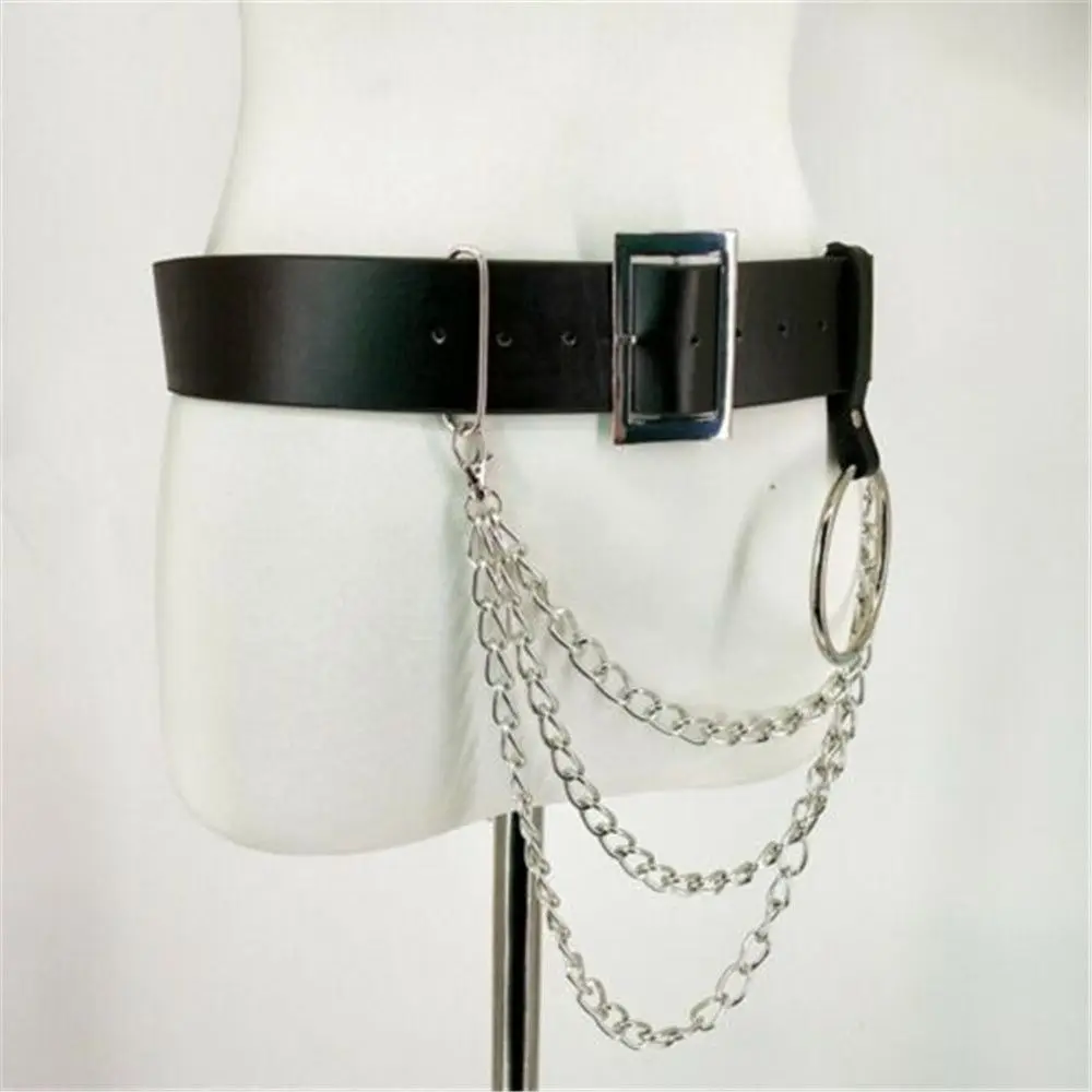 

New Hip Hop Metal Pu Leather Tassel Belt Body Jewelry Waist Chain Belly Necklace