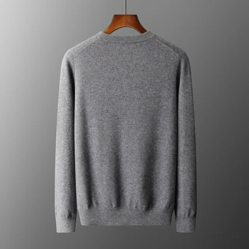 Осень/зима новый однотонный свитер из овчины мужской пуловер с круглым вырезом и