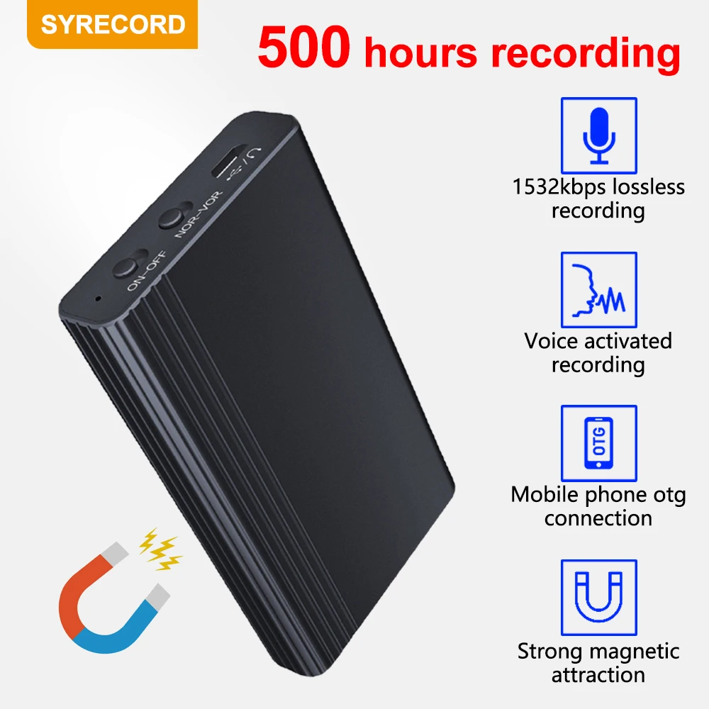 

Mini voice activated recorder 500hours digital recording device professional sound dictaphone audio micro record portable small