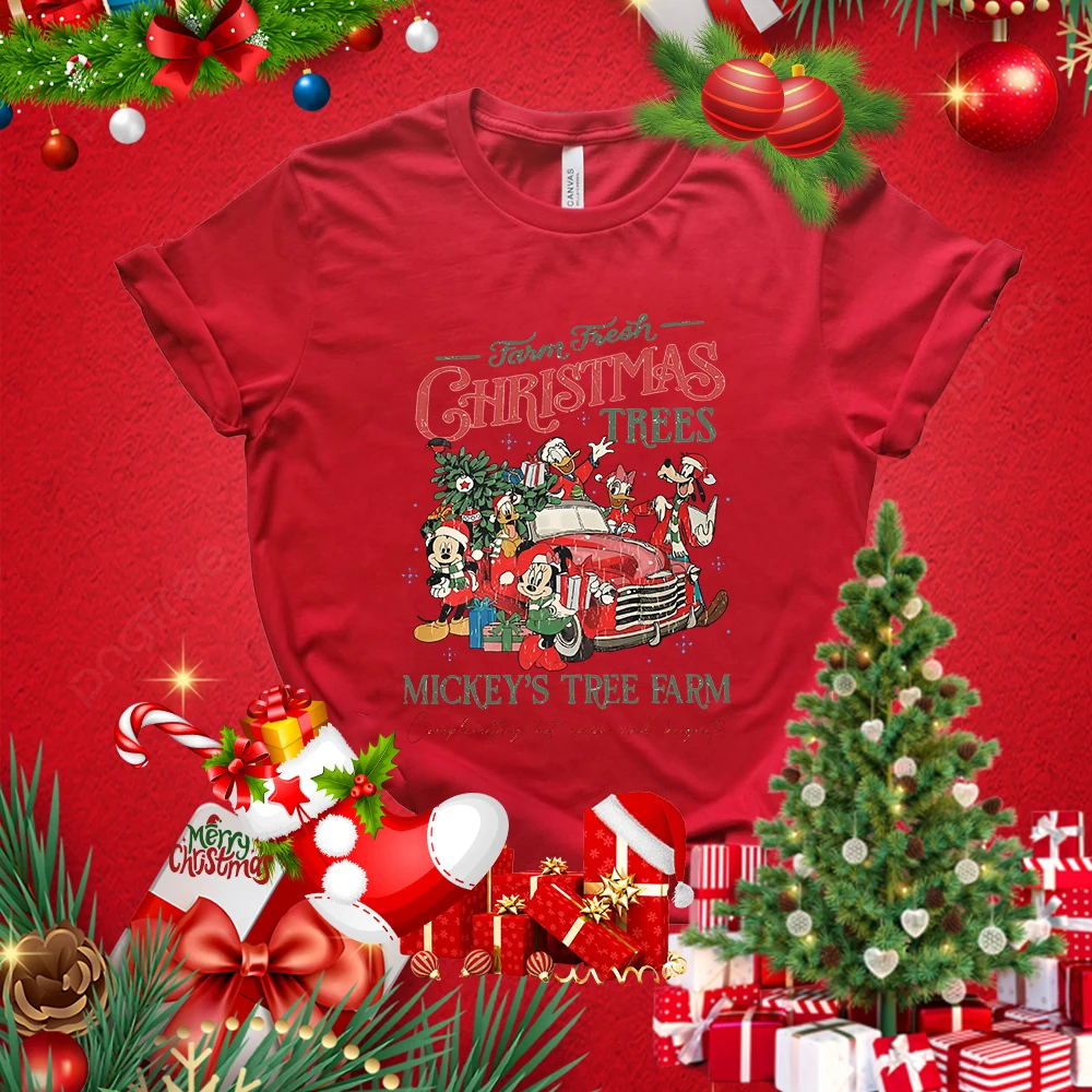 Женская рождественская футболка с принтом Микки Мауса Дональда Дака Диснея