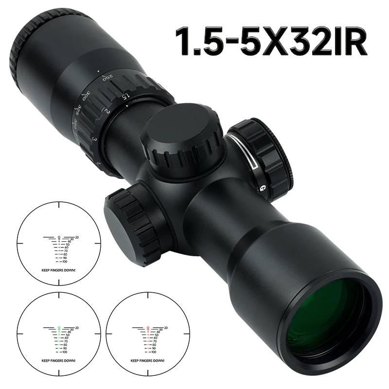 

1.5-5X32IR Crossbow Short Hunting Riflescope Red Dot Green Illuminated Optical Sight Range Finder Reticle for Hunter Rifle Scope