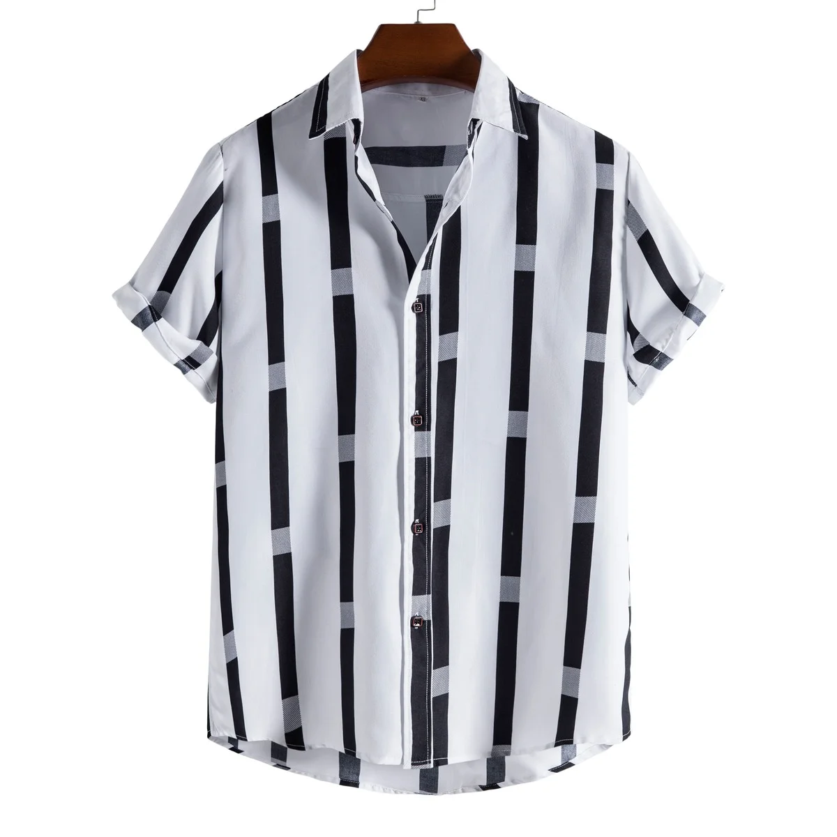 

Spring/Summer Fashion European Size US Size Men's Casual Button Shirts New Fashion Casual Striped Printed Shirts Beach Tops -5XL