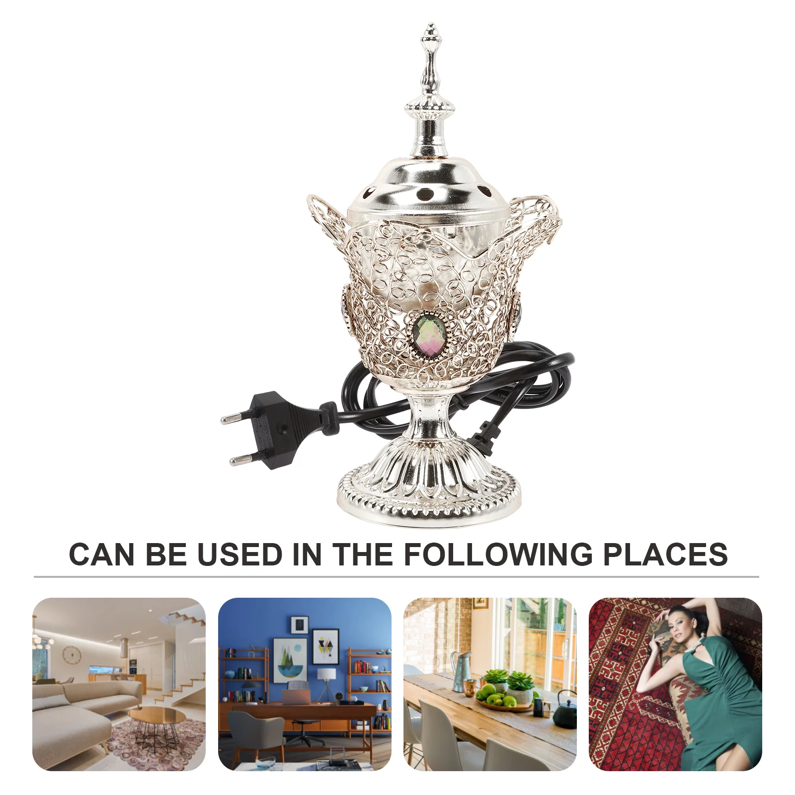 Electric Censer Vintage Decor Incense Holder Burner Table Decors Holders Metal Burners