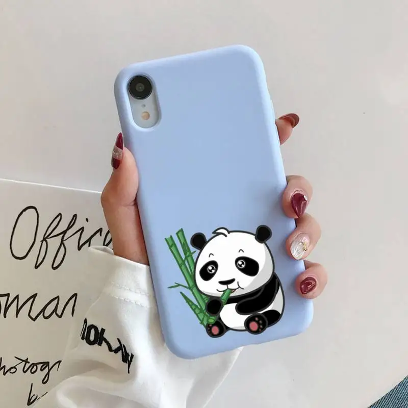 

MaiYaCa Cartoon Panda Phone Case Soft Solid Color for iPhone 11 12 13 mini pro XS MAX 8 7 6 6S Plus X XR