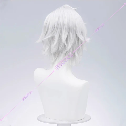 Парик для косплея Honkai: Star Rail Seth Lowell из термостойкого волокна с короткими белыми волосами